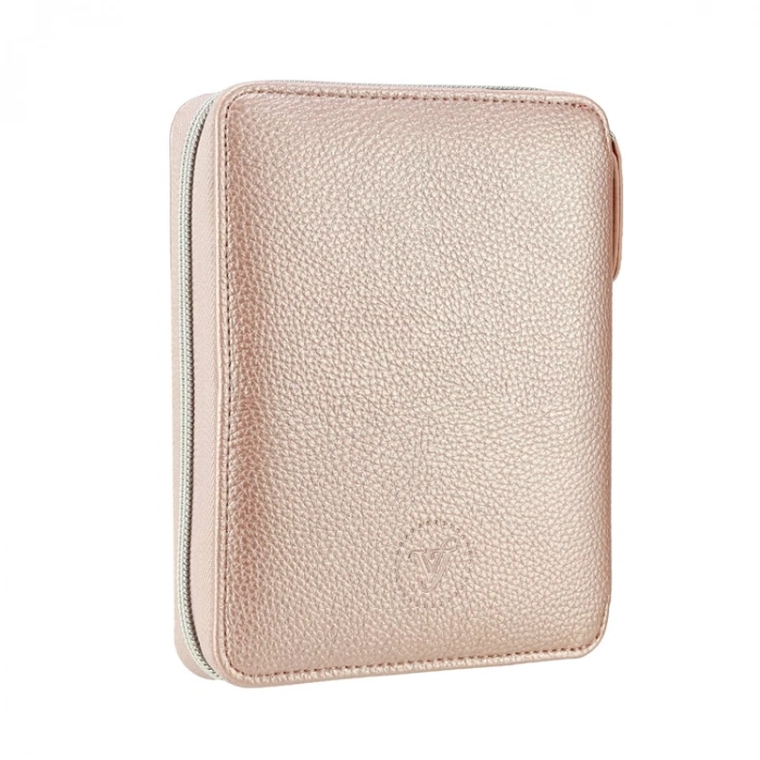 VICTORIAS JOURNALS 0284 KUTULU ZIPPER FOLDER ORGANİZER ROSE GOLD 14.8X21cm  80YP. ÇİZGİLİ DEFTER