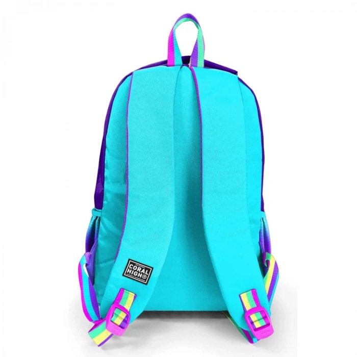 CORAL HIGH 23662 KIDS MOR RAINBOW FERMUARLI ÜÇ BÖLMELİ OKUL SIRT ÇANTASI