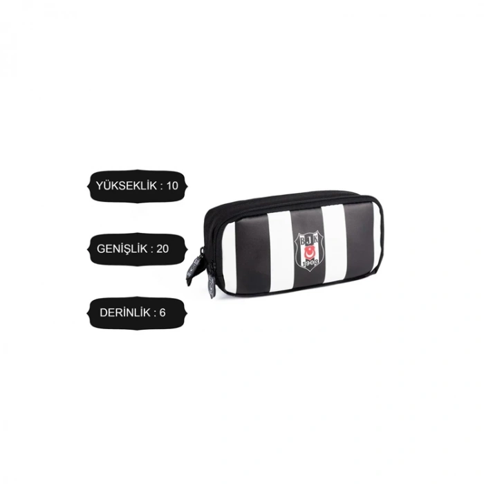 ME BEŞİKTAŞ 24355 İKİ BÖLMELİ KALEM ÇANTASI ÇUBUK SİYAH-BEYAZ ÇİZGİLİ