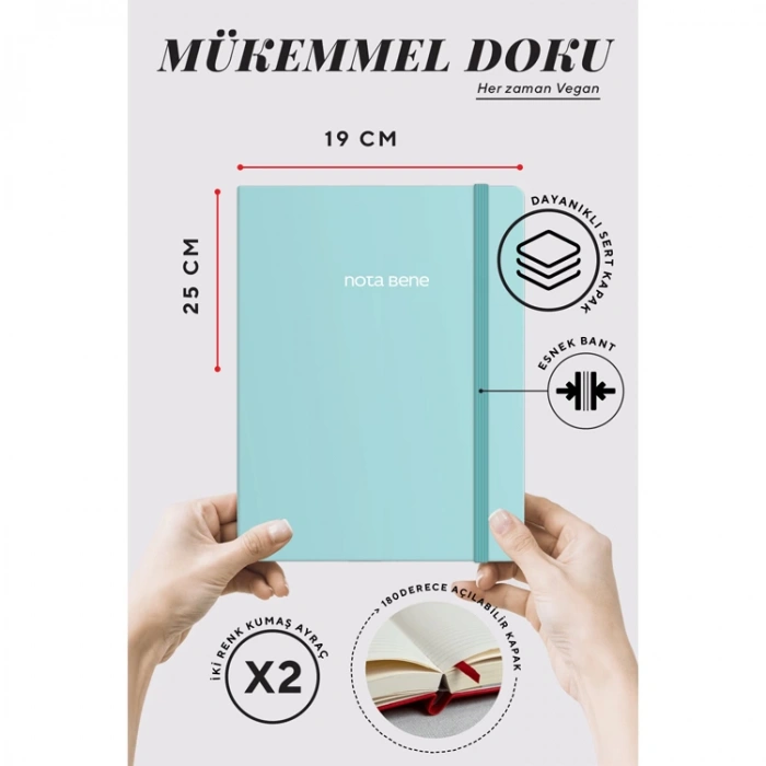 VICTORIAS JOURNALS NOTE BENE 9216 CLASSIC NOTEBOOK SERT KAPAK 19x25cm 70gr.320 YP. ÇİZGİLİ DEFTER TURKUAZ