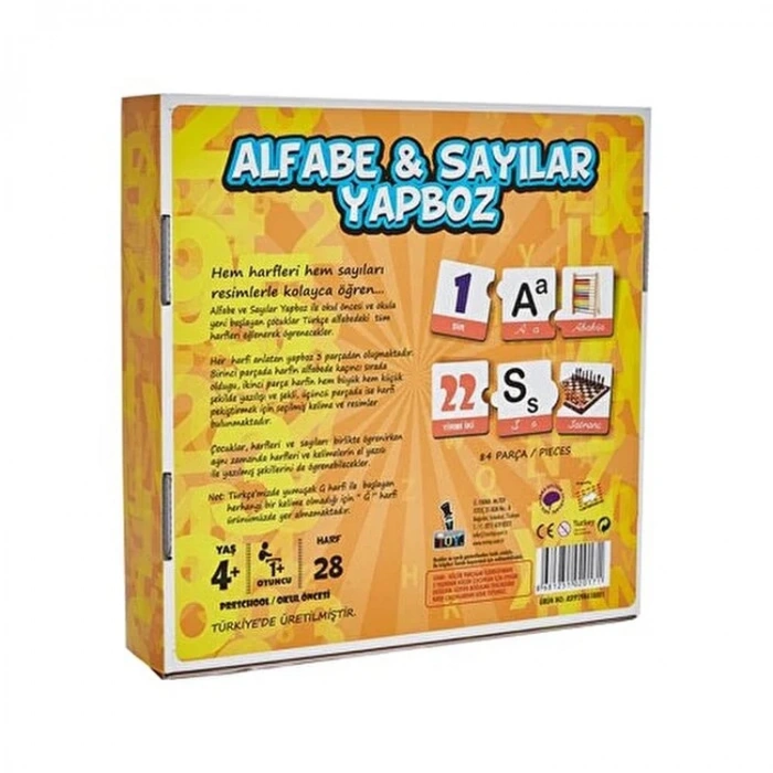 MR. TOY ALFABE VE SAYILAR 3 PARÇALI YAPBOZ 84 PARÇA