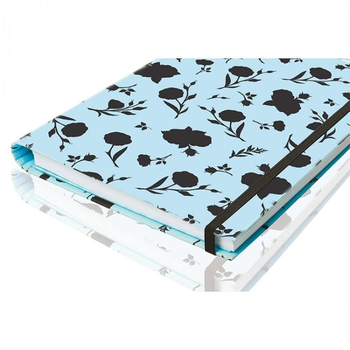 VICTORIAS JOURNALS 1739 FLORAL DAMASK 16.5X22.5cm GİZLİ SPİRALLİ SERT KAPAK LASTİKLİ ÇİZGİLİ DEFTER