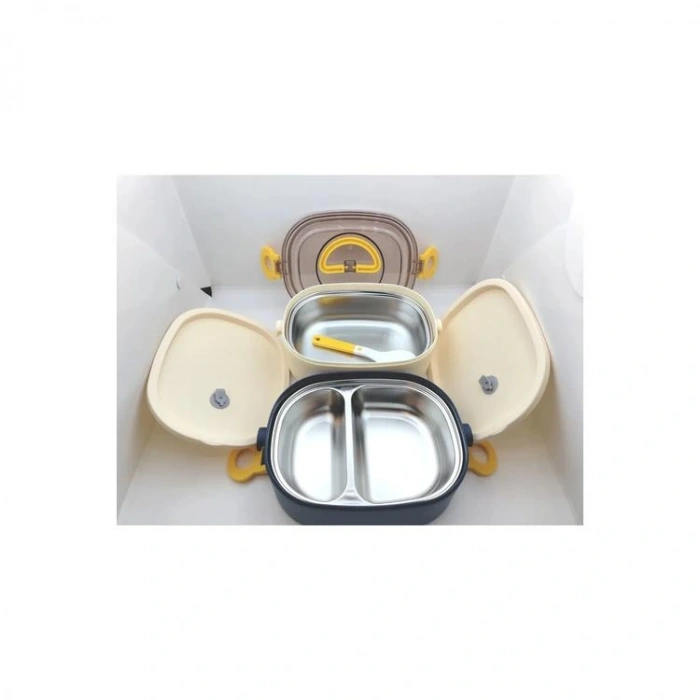 VAGONLİFE  BL50251-2 ÇELİK YEMEK KABI 2 KATLI 3 BÖLMELİ LUNCH BOX MAVİ