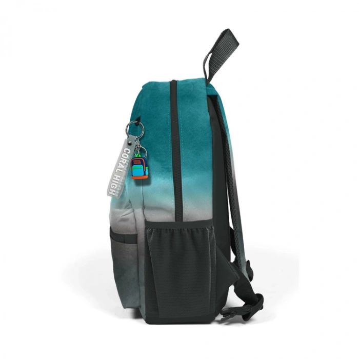 CORAL HIGH 23568 KIDS TURKUAZ GRİ BATİK DESENLİ İKİ BÖLMELİ MİNİK YUVA SIRT ÇANTASI