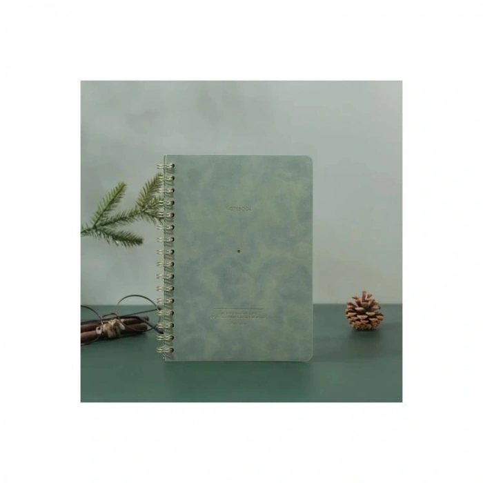 VICTORIAS JOURNALS 1614 VEGAN DERİ ESNEK KAPAK SPİRALLİ A5 100gr.128 SYF. ÇİZGİLİ DEFTER YEŞİL
