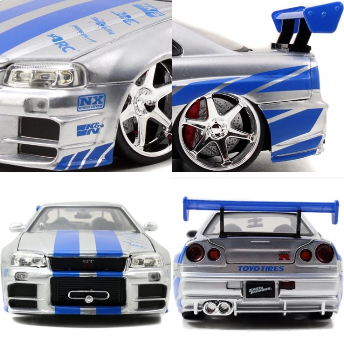 SİMBA JADA 3203058 FAST & FURIOUS 1:24 BRIANS NISSAN SKYLINE GT-R (R34) DIE CAST METAL TEKLİ ARABA KUTULU 8+
