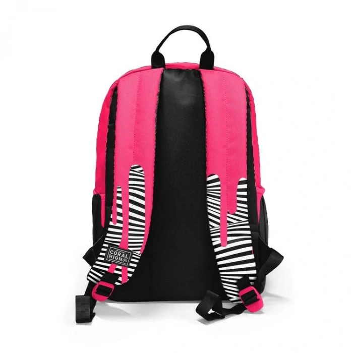 CORAL HIGH 23678 KIDS PEMBE SİYAH BEYAZ DESENLİ DÖRT BÖLMELİ SIRT ÇANTASI