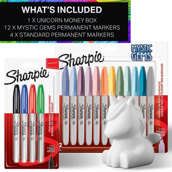 SHARPİE 2164411 PERMANENT FINE MARKER SET 16 LI - UNICORN KUMBARA HEDİYELİ