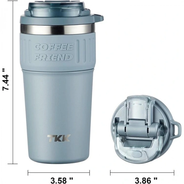VAGONLİFE  T2023 TKK PİPETLİ ASKILI ÇELİK TERMOS MUG 630 ML MAVİ