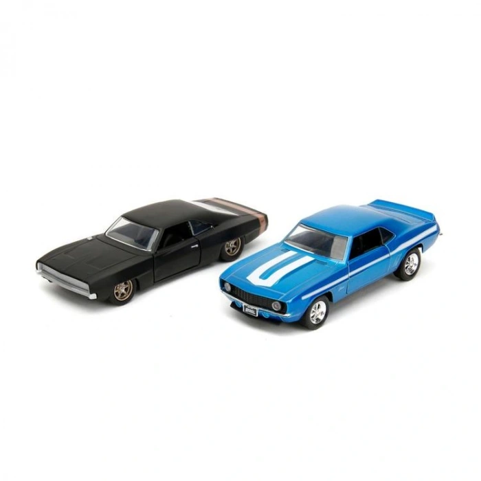 SİMBA JADA 3202013 FAST & FURIOUS 1:32  1968 DODGE CHARGER WIDEBODY & 1969 CHEVROLET CAMARO DIE CAST METAL ARABA 2Lİ KUTU 8+