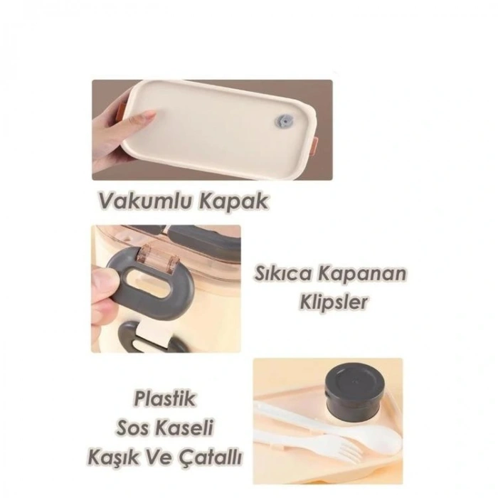 VAGONLİFE PASLANMAZ İKİ KATLI ÇELİK YEMEK KABI - LUNCH BOX  BL10110-2S 1350 ML  GRİ-BEYAZ