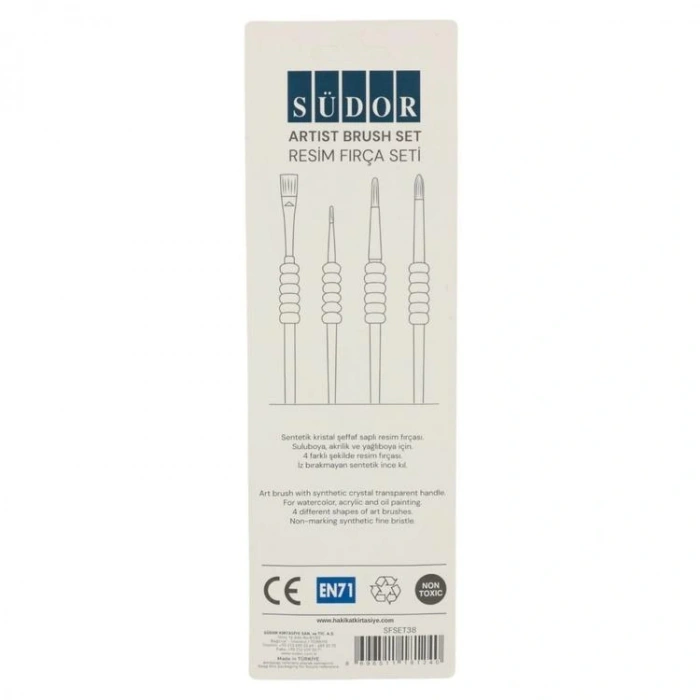 SÜDOR SFSET38 SENTETİK SİLİKON SAP 4LÜ FIRÇA SETİ