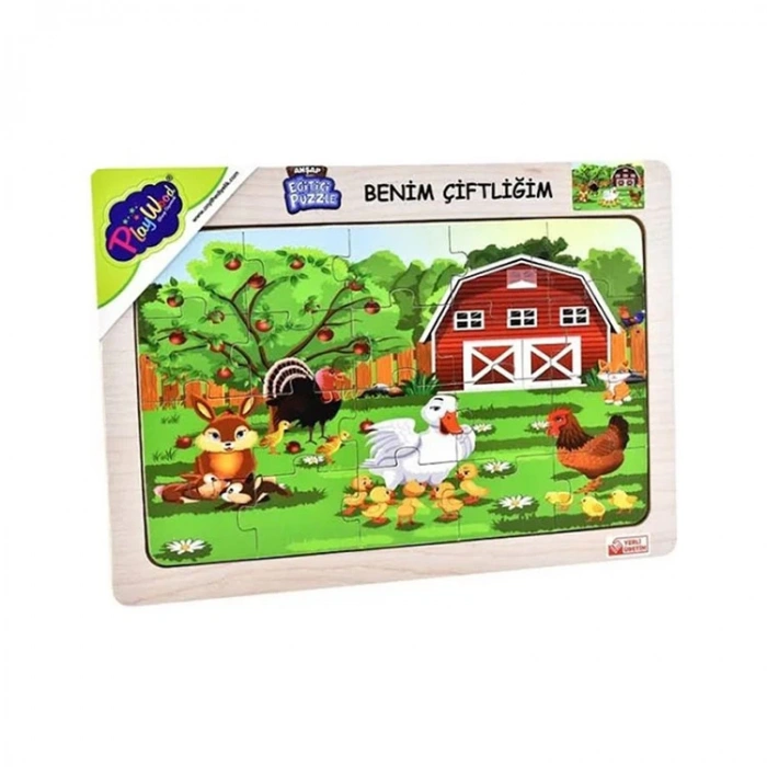 ONYIL 57/58/59/60 AHŞAP EĞİTİCİ PUZZLE/YAPBOZ BENİM ÇİFTLİĞİ 20 PARÇA