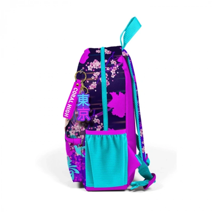 CORAL HIGH 23553 KIDS MOR PEMBE ANİME KEDİ DESENLİ İKİ BÖLMELİ MİNİK YUVA SIRT ÇANTASI