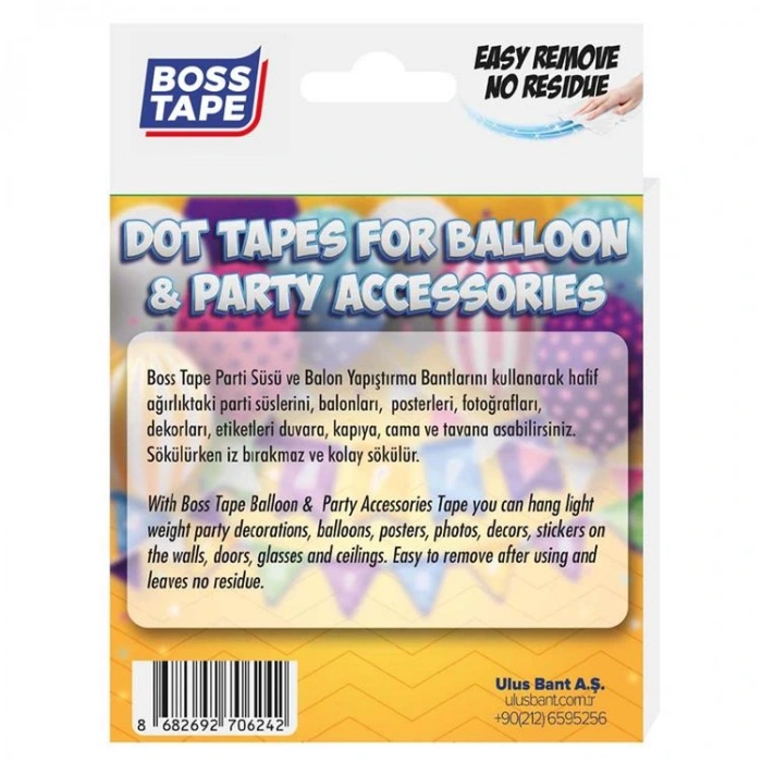 BOSS TAPE  BT-05017 ÖZEL BANT PARTİ SÜSÜ & BALON YAPIŞTIRMA BANDI ŞEFFAF10 MM YUVARLAK