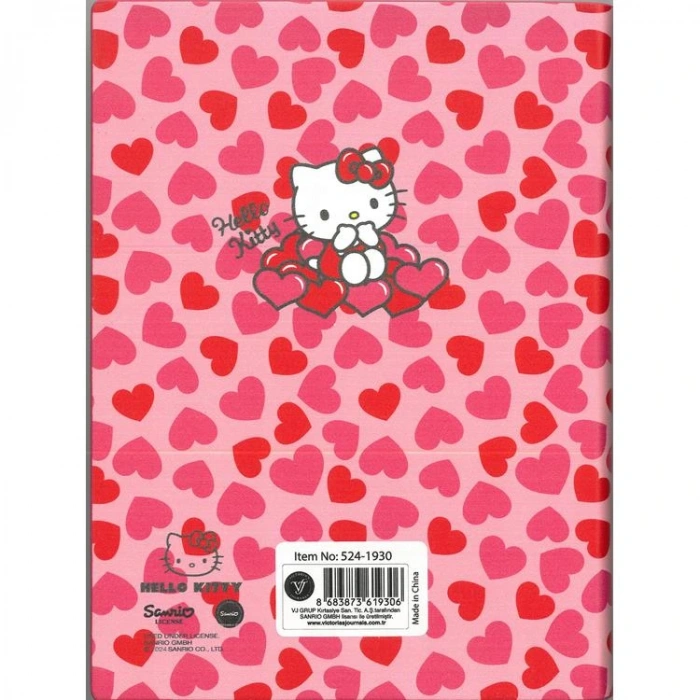 VICTORIAS JOURNALS 524-1930 HELLO KITTY SMYTH FLEXY ESNEK VEGAN DERİ KAPAKLI 13X18 80 GR. 80 YAPRAK ÇİZGİLİ DEFTER