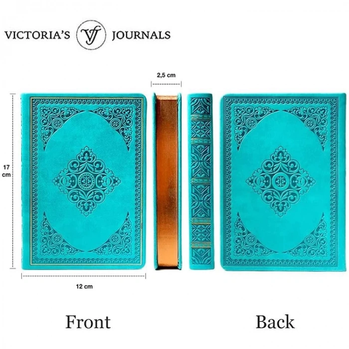 VICTORIAS JOURNALS 1183 VINTAGE OLD BOOK TURKUAZ 11.3x16.3cm 80gr.160YP. ÇİZGİLİ DEFTER