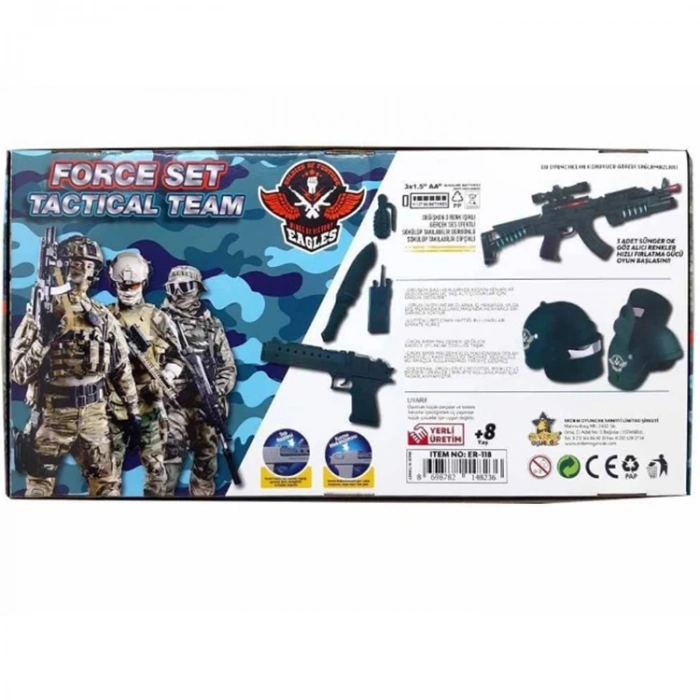 ERDEM ER-118 FORCE SET TACTICAL TEAM SİLAH VE KASKLI SET IŞIKLI