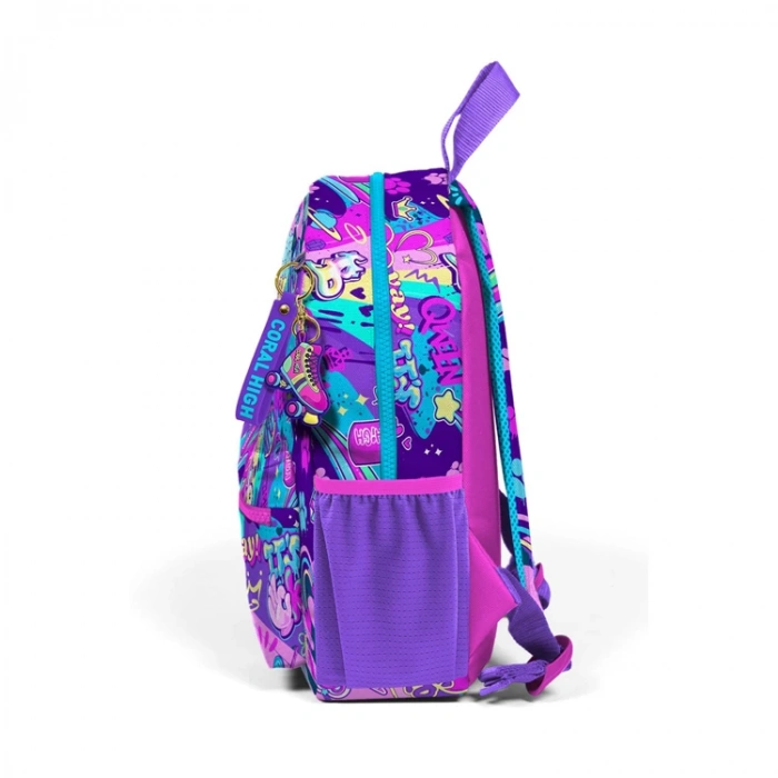 CORAL HIGH 23560 KIDS PEMBE MOR GRAFİTİ DESENLİ İKİ BÖLMELİ MİNİK YUVA SIRT ÇANTASI