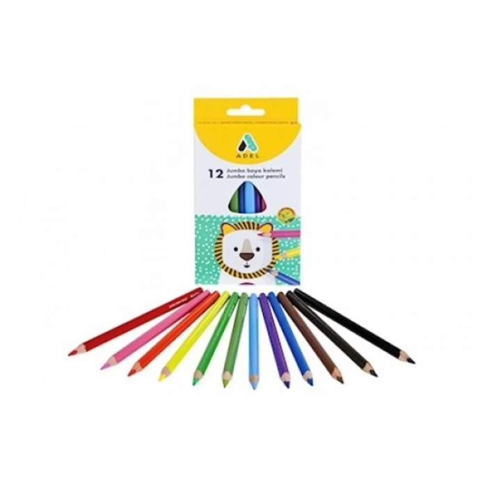 ADELAND JUMBO KURU BOYA KALEMİ ÜÇGEN GÖVDE 12 RENK