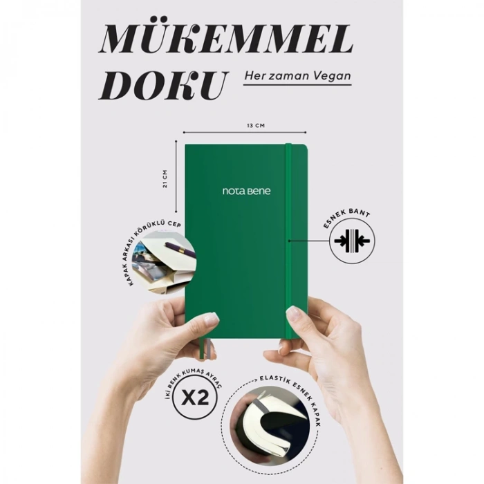 VICTORIAS JOURNALS NOTE BENE 9230 CLASSIC NOTEBOOK ESNEK KAPAK 13x21cm 70gr.400 SYF. ÇİZGİLİ DEFTER YEŞİL