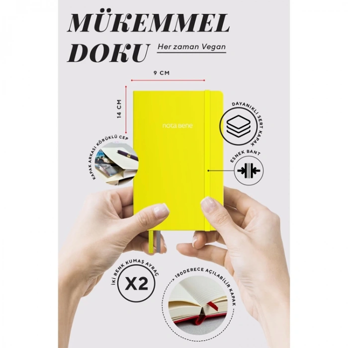 VICTORIAS JOURNALS NOTE BENE 9241 CLASSIC NOTEBOOK ESNEK KAPAK 9x14cm 70gr.400 SYF. ÇİZGİLİ DEFTER SARI