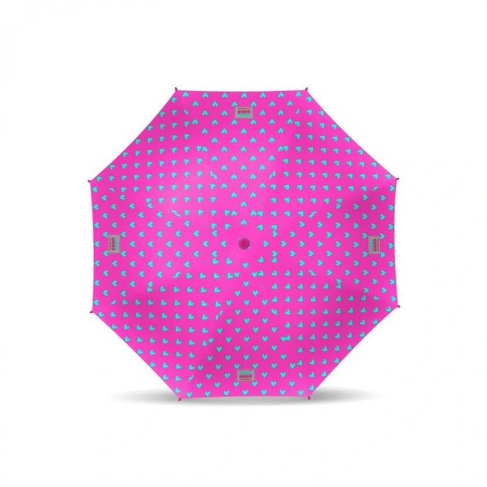 CORAL HIGH 12660 KIDS NEON PEMBE SU YEŞİLİ KALP DESENLİ ÇOCUK ŞEMSİYESİ