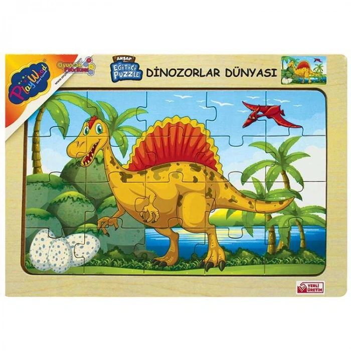ONYIL 179/180/181/182 AHŞAP EĞİTİCİ PUZZLE/YAPBOZ DİNOZORLAR DÜNYASI 20 PARÇA