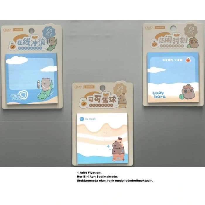 SÜDOR X660180 RENKLİ DESENLİ YAPIŞKANLI NOT KAĞIDI 60 YP. 73x73mm. CAPYBARA - TEKLİ