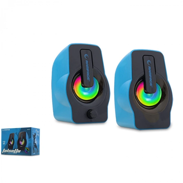 RAMPAGE RMS-G7  FALSETTO 2.0 6Watt RGB LEDLİ GAMING USB 1+1 HOPARLÖR MAVİ
