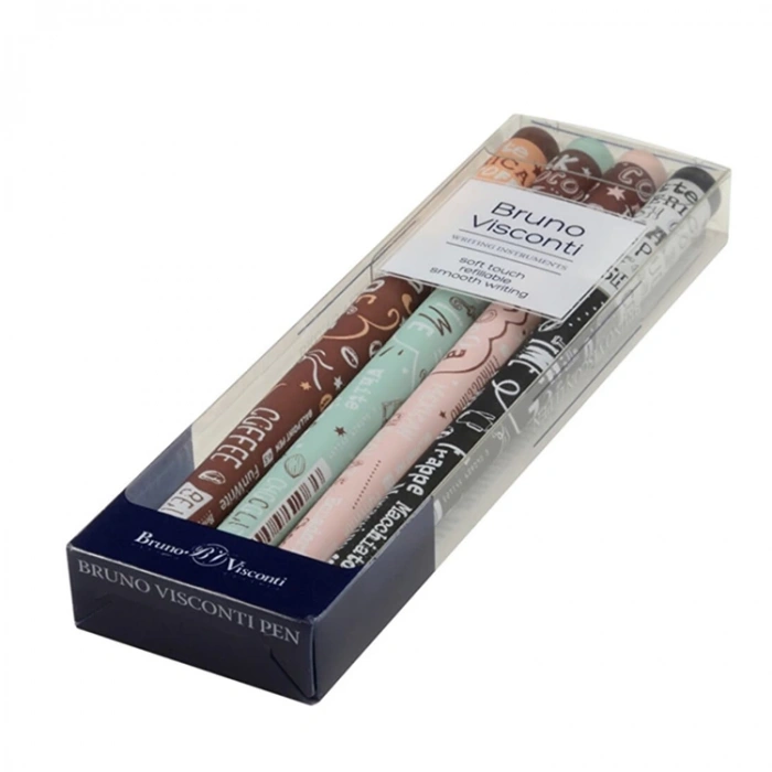 BRUNO VISCONTI FUN WRITE 0.5mm KUTULU DESEN-6 4LÜ SET TÜKENMEZ KALEM 20-0212-4/6