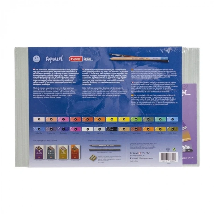 BRUYNZEEL DESING AQUARELL - KURU SULU BOYA KALEM SETİ 24LÜ LÜX KUTU - B8835H24