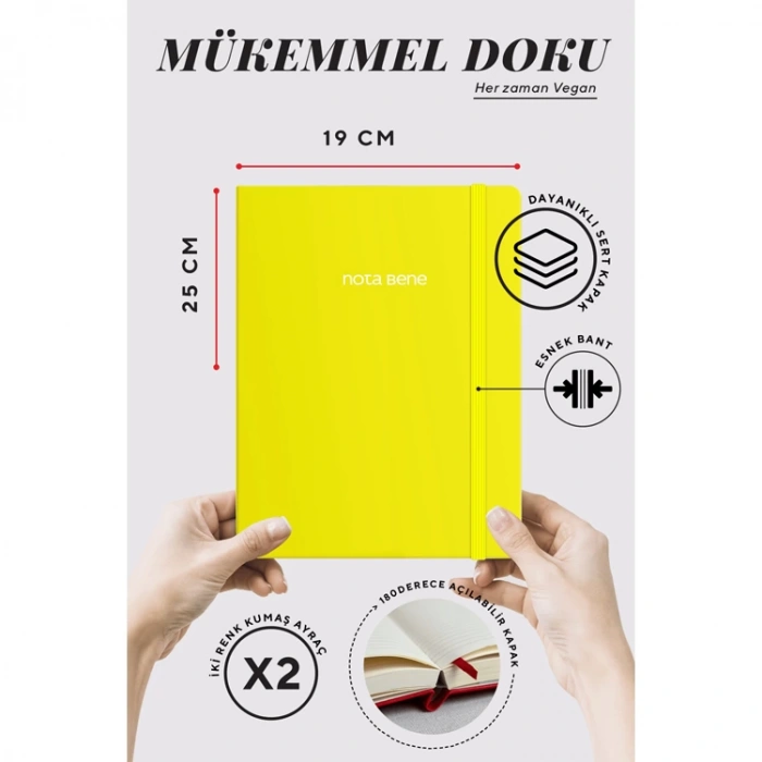 VICTORIAS JOURNALS NOTE BENE 9217 CLASSIC NOTEBOOK SERT KAPAK 19x25cm 70gr.320 YP. ÇİZGİLİ DEFTER SARI