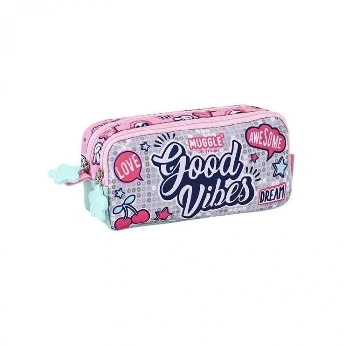 MUGGLE MU-5765 GOOD VIBES 2 BÖLMELİ KALEM ÇANTASI