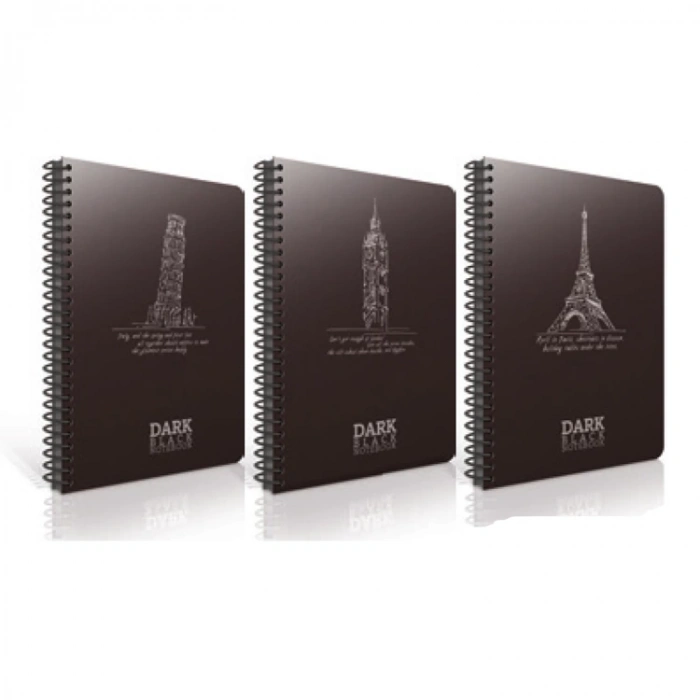 GIPTA DARK PLASTİK SPİRALLİ PP KAPAK A4 50YP. ÇİZGİSİZ DEFTER
