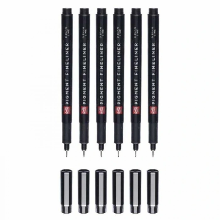 TALENS RT90480962 PİGMENT FINELINER ÇİZİM KALEMİ 6LI SET SİYAH