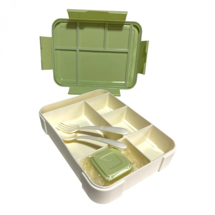 VAGONLİFE VGN1265 5  BÖLMELİ BESLENME YEMEK KABI- LUNCH BOX 1330 ML PANDA YEŞİL