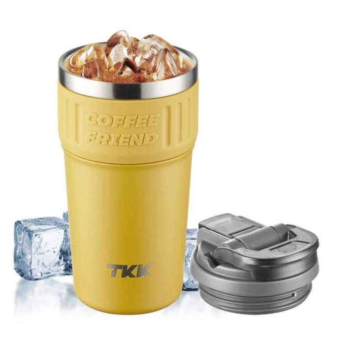 VAGONLİFE  T2023 TKK PİPETLİ KULLANIM ASKILI ÇELİK TERMOS MUG 630 ML TUNGSTEN STEEL SARI