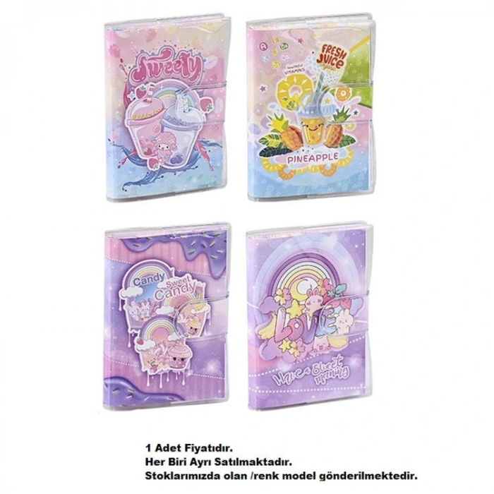 MİKRO NT-103  SWEET CANDY LOVE  PVC KAPAKLI CIRTLI ÇİZGİLİ NOT DEFTERİ