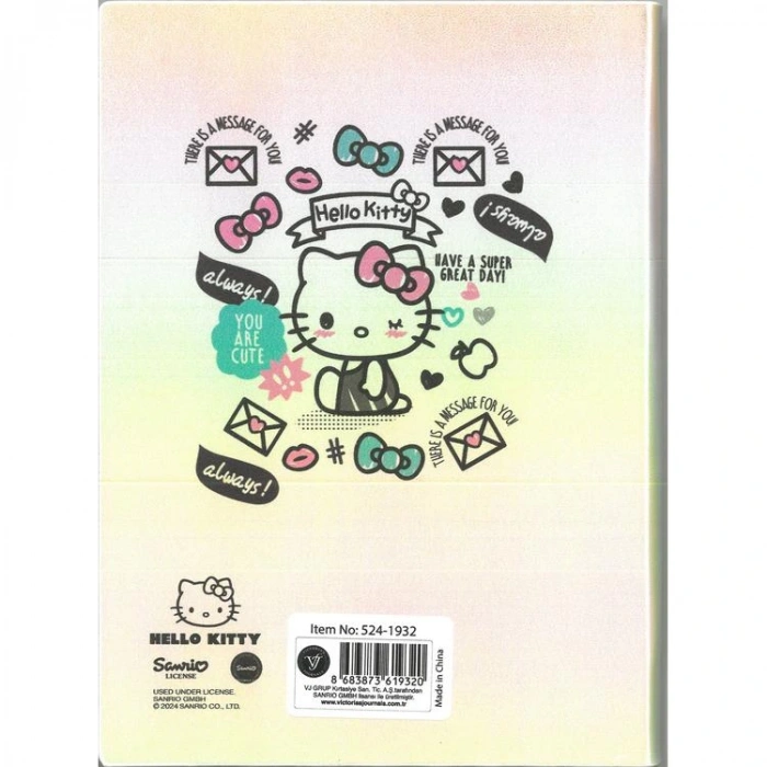 VICTORIAS JOURNALS 524-1932 HELLO KITTY SMYTH FLEXY ESNEK VEGAN DERİ KAPAKLI 13X18 80 GR. 80 YAPRAK ÇİZGİLİ DEFTER