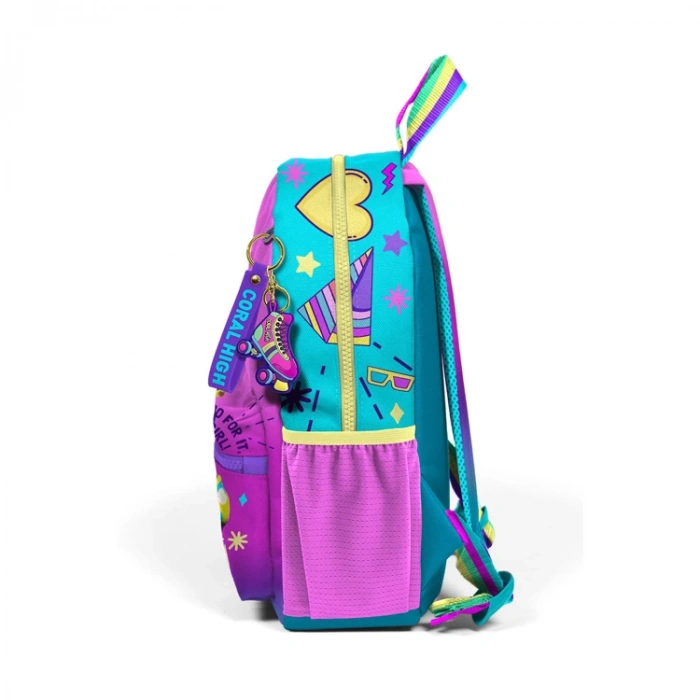 CORAL HIGH 23554 KIDS PEMBE TURKUAZ KULAKLIK PATEN DESENLİ İKİ BÖLMELİ MİNİK YUVA SIRT ÇANTASI