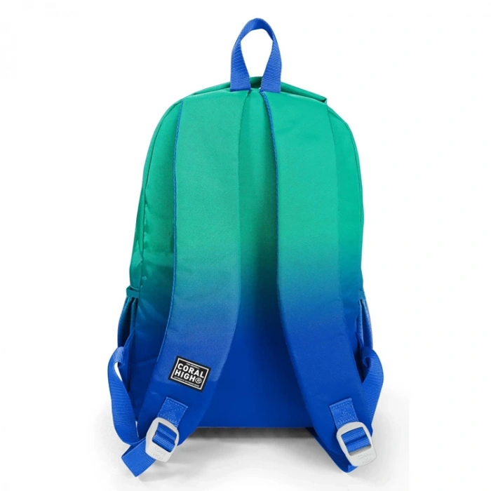 CORAL HIGH 23665 KIDS YEŞİL SAKS MAVİSİ RENK GEÇİŞLİ ÜÇ BÖLMELİ SIRT ÇANTASI