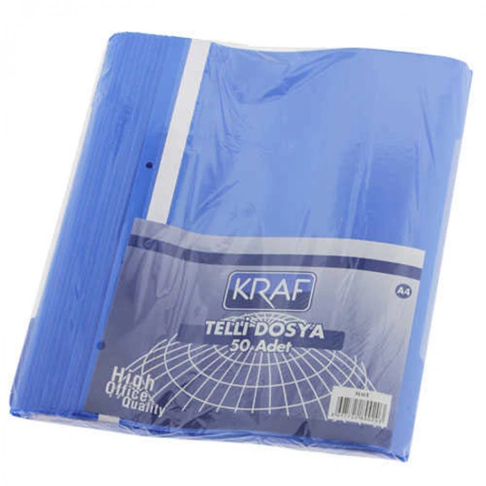 KRAF TELLİ DOSYA MAVİ 50 Lİ