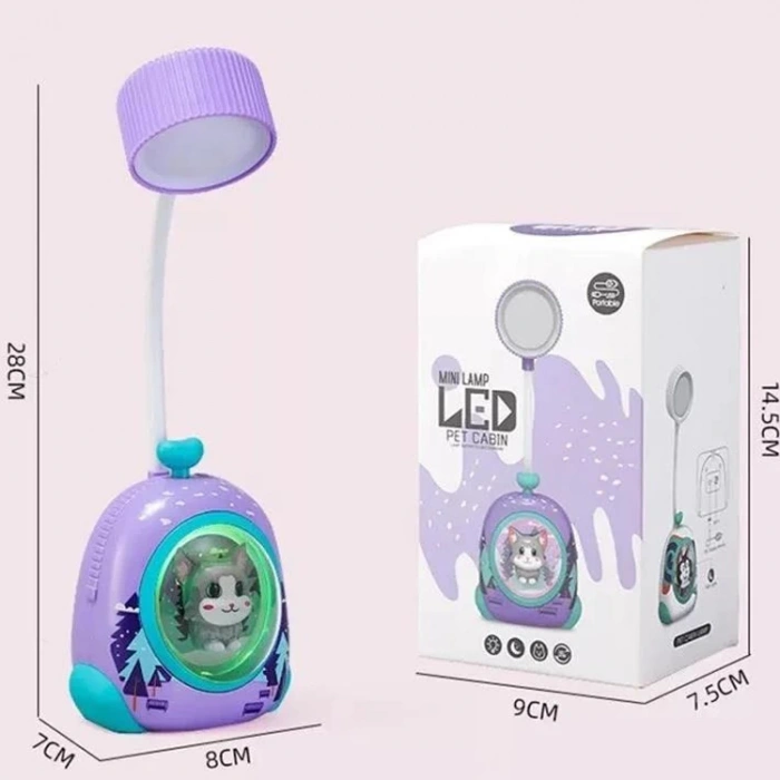 YLZ MASA LAMBASI 472 PET CABİN LED USB LABLOLU KREM YEŞİL BEYAZ MOR