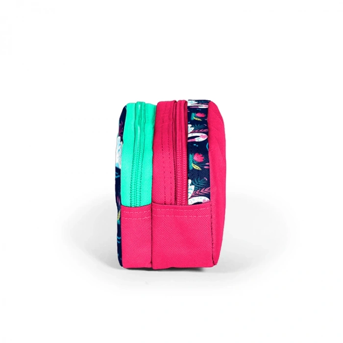 CORAL HIGH 22281 NEON MERCAN LACİVERT KUĞU DESENLİ İKİ BÖLMELİ KALEM ÇANTASI