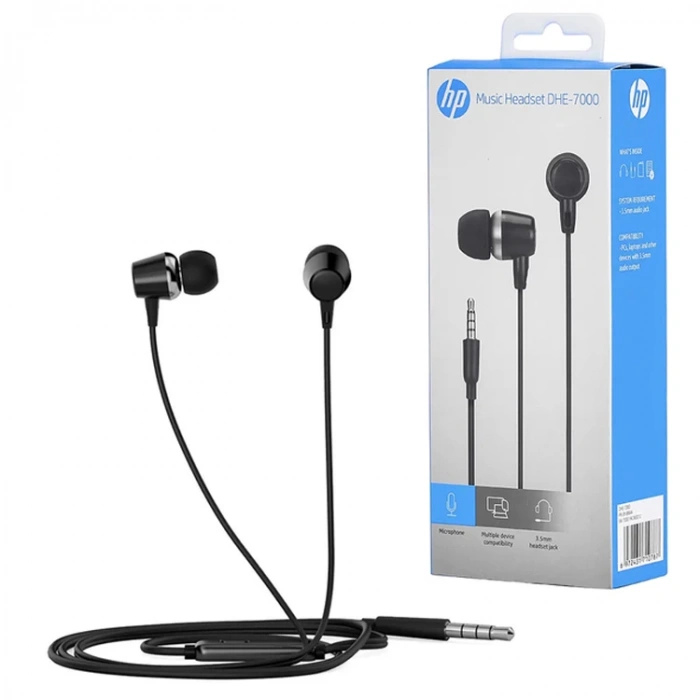 HP DHE-7000 SİYAH KULAKİÇİ MİKROFONLU KULAKLIK