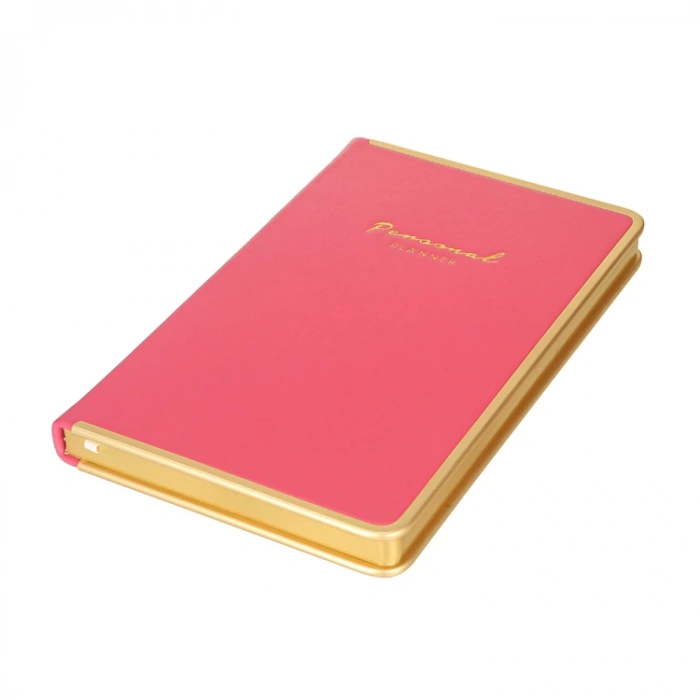VICTORIAS JOURNALS MONACO 0229 VEGAN DERİ SERT KAPAK 13x21 100gr.160 SYF. PLANNER ÇİZGİLİ DEFTER PEMBE