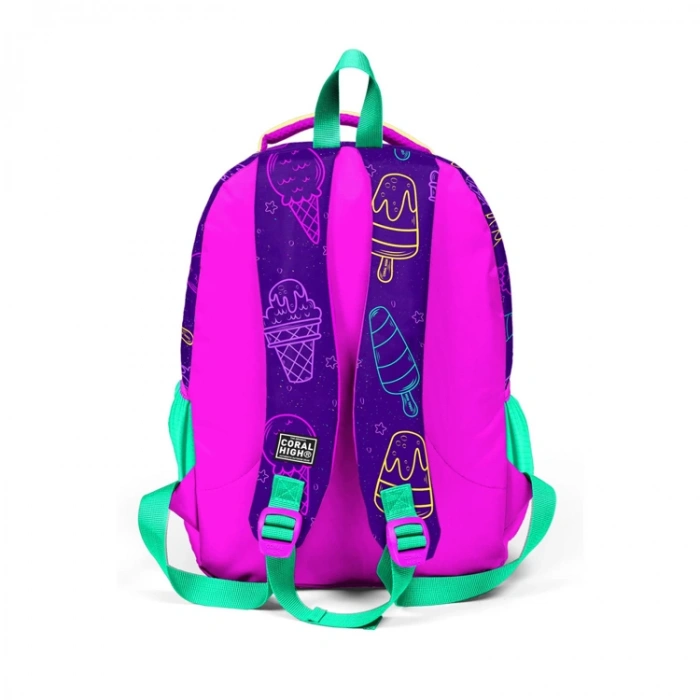 CORAL HIGH 23655 KIDS MOR PEMBE DONDURMA DESENLİ ÜÇ BÖLMELİ SIRT ÇANTASI