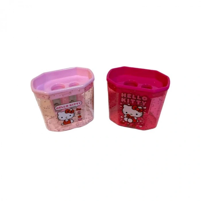 TMN 581995 HELLO KITTY ÇİFT BIÇAKLI (GÖZLÜ) HAZNELİ DİKDÖRTGEN KALEMTRAŞ - (TEKLİ)