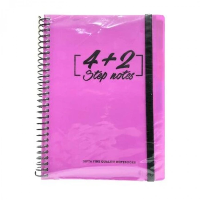 GIPTA STEP PLASTİK SPİRALLİ  4+2 17x24 SEPERATÖRLÜ 150YP. DEFTER
